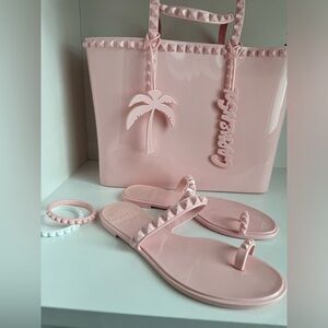 Carmen Sol Large Angelica Tote Bag with palm tree and Carmen Sol charm